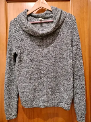 Jersey punto cuello alto jaspeado mujer