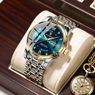 Reloj Poedagar Hombre Azul y Dorado