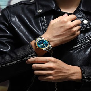 Reloj Poedagar Hombre Azul y Dorado