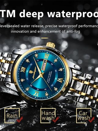 Reloj Poedagar Hombre Azul y Dorado