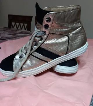 Scarpe Hogan donna alte nere e oro 38.5