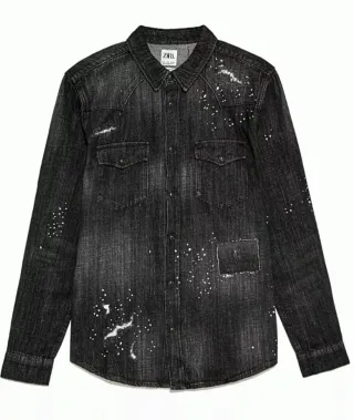 Chaqueta vaquera Zara negra con salpicaduras