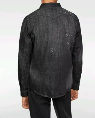 Chaqueta vaquera Zara negra con salpicaduras