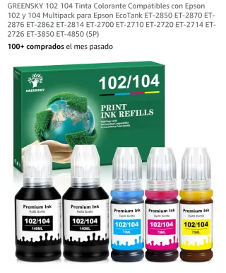 Tinta GREENSKY 102/104 para Epson EcoTank (5P)