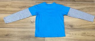 Maglietta bambino azzurra grigia 100% cotone 8-9y