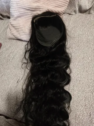 Peluca encaje pelo humano natural negro 90 Cm