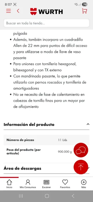 Juego vasos impacto Wurth tornillos dañados