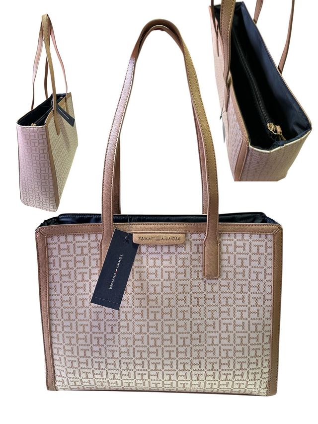 Bolso Tommy Hilfiger Logo TH Beige (Nuevo)