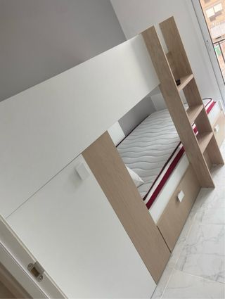 Cama tren con armario y 2 cajones