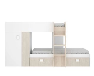 Cama tren con armario y 2 cajones