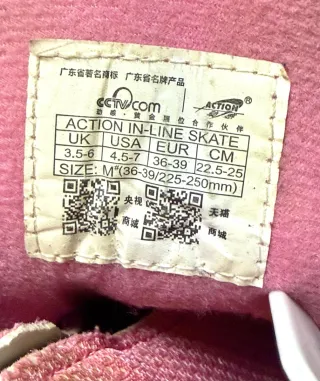 Patines en línea rosas y blancos niña talla 36-39