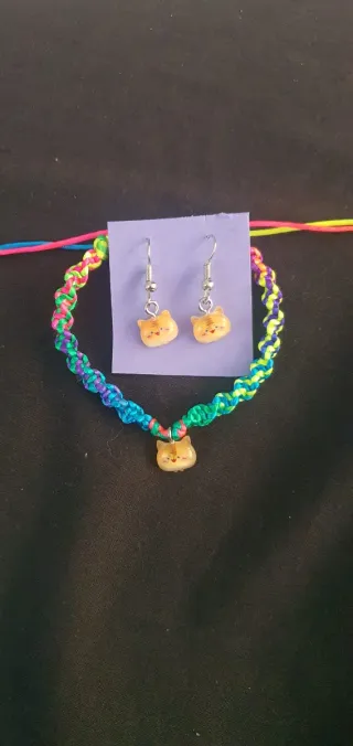 Conjunto Pulsera y Pendientes Gatito