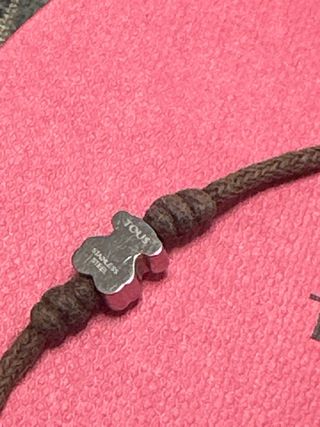 Pulsera Oso Tous Cordón Marrón y Plata