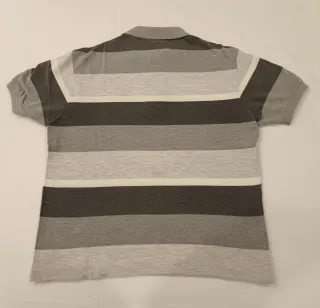 Polo Lacoste Rayas Gris y Blanco Talla S