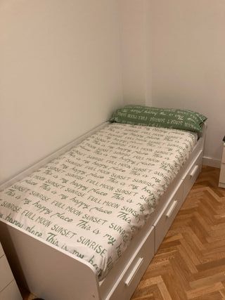 Cama nido + somier de lamas con 3 cajones blanco