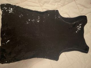 Top senza maniche con paillettes nere