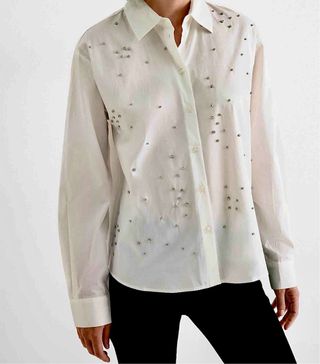 Camisa blanca con pedrería Talla M
