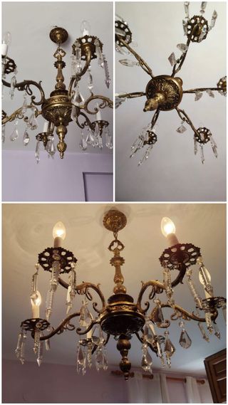 Lámpara de araña bronce con cristales