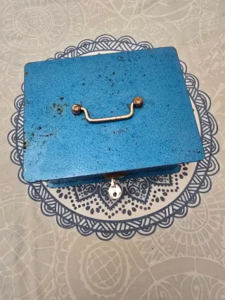 Caja Metálica Azul Vintage 15x20x9 cm