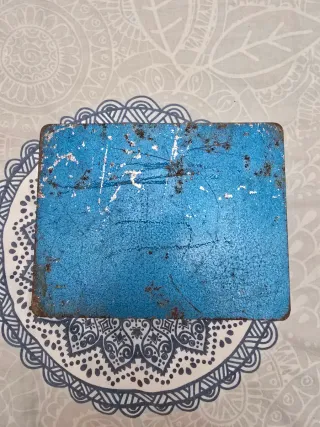 Caja Metálica Azul Vintage 15x20x9 cm