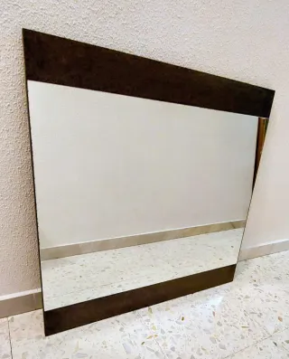 Espejo de baño madera y cristal