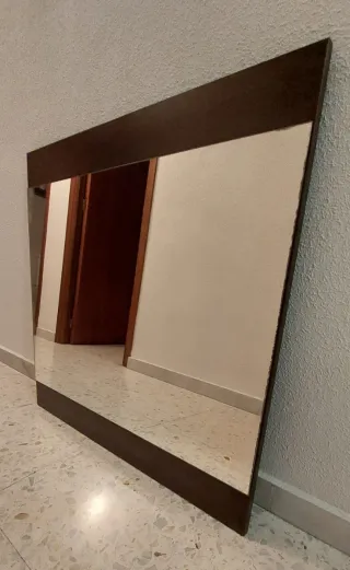 Espejo de baño madera y cristal