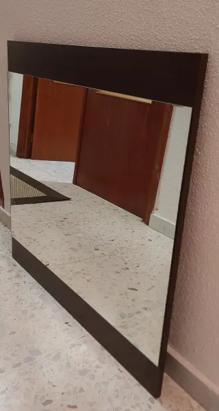 Espejo de baño madera y cristal