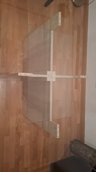 Mesa salón cristal y mármol