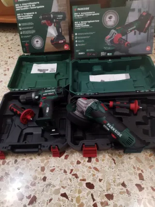 2 Máquinas Parkside Nuevas (Taladro y Amoladora)