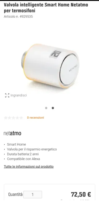 Netatmo DUE Valvole Termostatice Radiatore Smart.