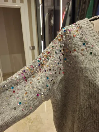 Jersey Tinttoreto gris lentejuelas Talla L