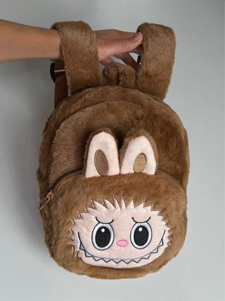 Zaino Labubu marrone in peluche Nuovo bambina