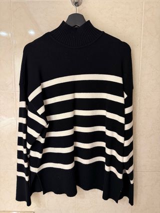 Jersey Zara Rayas Negras Blancas Cuello Alto
