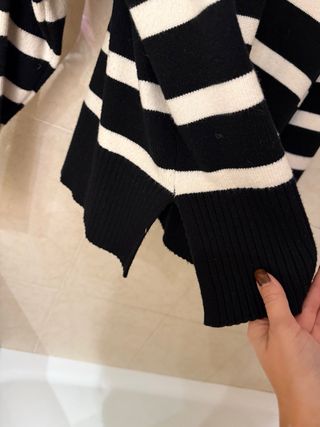 Jersey Zara Rayas Negras Blancas Cuello Alto