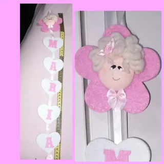 Scritta Maria cuori feltro bambola handmade