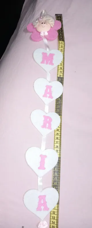 Scritta Maria cuori feltro bambola handmade