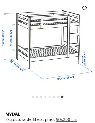 Litera de madera Ikea Mydal