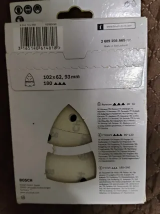 Lijas triangulares Bosch grano 180 y 120