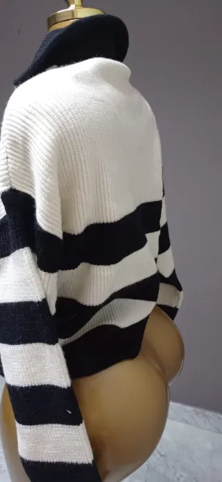 Jersey polo rayas negro y beige