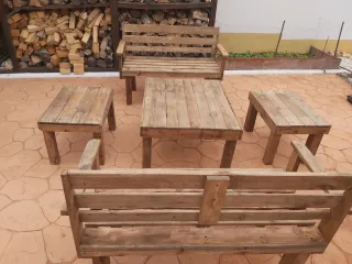 Conjunto Terraza Madera Palets Reciclada