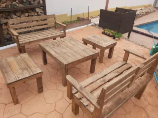 Conjunto Terraza Madera Palets Reciclada