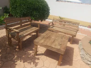 Conjunto Terraza Madera Palets Reciclada