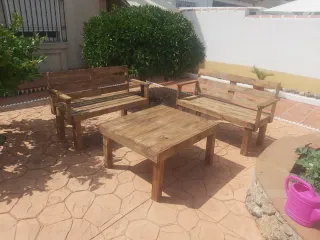 Conjunto Terraza Madera Palets Reciclada