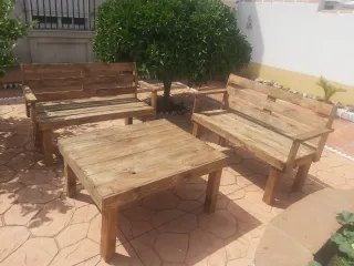 Conjunto Terraza Madera Palets Reciclada