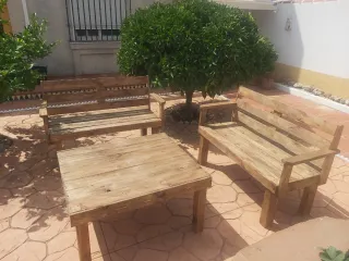 Conjunto Terraza Madera Palets Reciclada