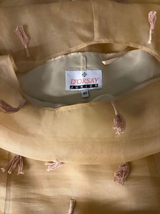 Vestido dorado gasa con flecos