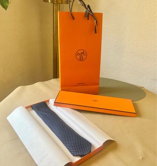 Corbata Hermès 100% Seda Azul
