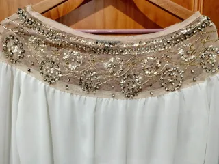 Camisa Cuplé blanca mujer pedrería