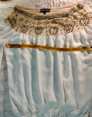 Camisa Cuplé blanca mujer pedrería