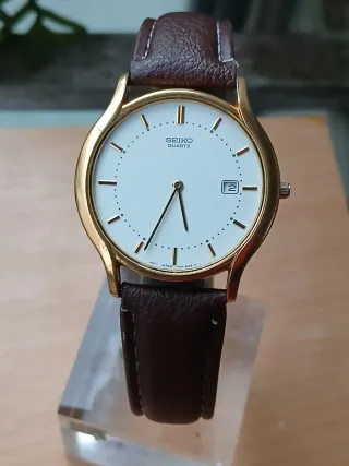 Reloj Seiko Cuarzo Dorado Correa Marrón